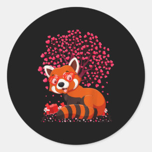 Adesivo Redondo Amante de Panda Vermelho Animal Engraçado Panda Ve