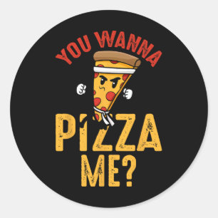 Adesivo Redondo Amante de Pizza - Você Quer Pizza Me Ninja Karate 
