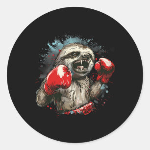 Adesivo Redondo Amante de Preguiça de Boxe Luvas de Boxe Kickboxin