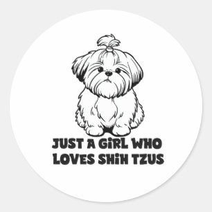 Adesivo Redondo Amante de Shih Tzu Menina – Design de Cachorro de