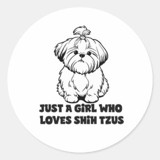 Adesivo Redondo Amante de Shih Tzu Menina – Design de Cachorro de 