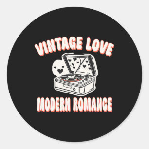 Adesivo Redondo Amante de Vinil Dia dos Namorados Amor Vintage Mod