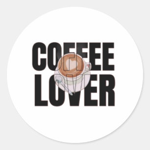 Adesivo Redondo Amante do Café – Viciado em Café Desi de Cafeína M