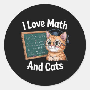 Adesivo Redondo Amante do Gato da Matemática Professor de Matemáti