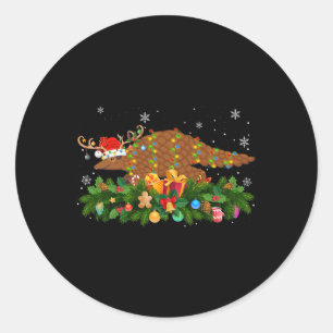 Adesivo Redondo Amante do Pangolin Rena Chapéu de Papai Noel Pango