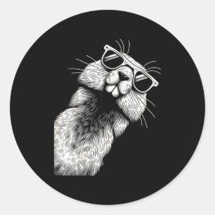 Adesivo Redondo Amante engraçado do Groundhog Woodchuck Dia do Gro