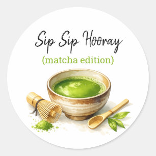Adesivo Redondo Amante Japonês de Matcha - Matcha Divertido Chá Ve