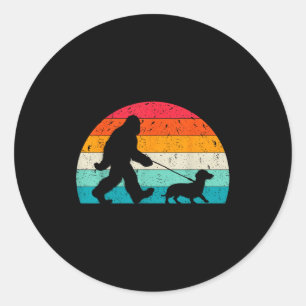 Adesivo Redondo Amante Retro Sasquatch Doxie Cão Salsicha Passiant