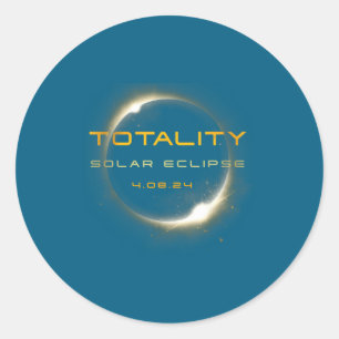 Adesivo Redondo Amantes da Astronomia Eclipse Solar Total 2024 Tot
