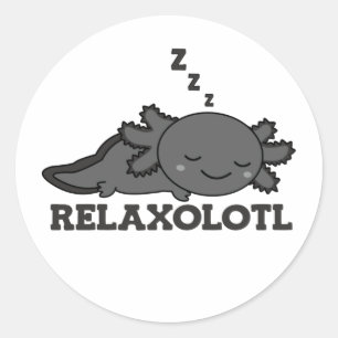 Adesivo Redondo Amantes De Axolotl Relaxolotl, Animais Cachinhos R