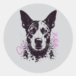 Adesivo Redondo Amantes de Cães Blue Heeler ZuBella
