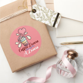 Adesivo Redondo Amantes de café personalizáveis