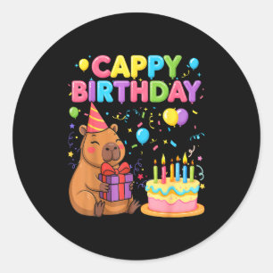 Adesivo Redondo Amantes de capivara cappy aniversário menina menin