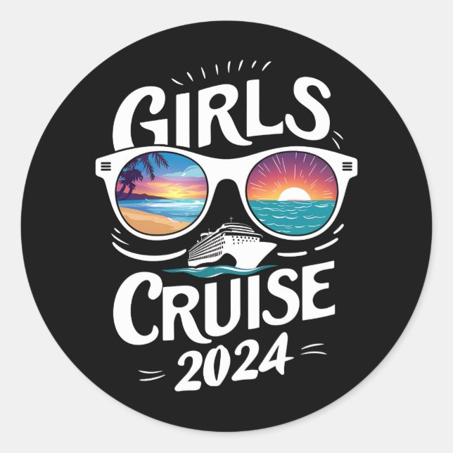 Adesivo Redondo Amantes de Férias Girls Cruise Trip 2024 (Frente)
