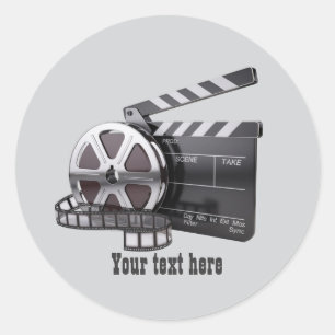 Adesivo Redondo Amantes de filmes divertidos adicionam texto 