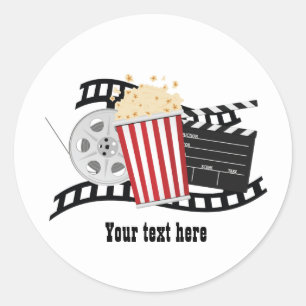 Adesivo Redondo Amantes de filmes divertidos adicionam texto