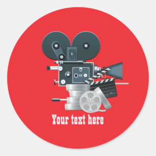 Adesivo Redondo Amantes de filmes divertidos adicionam texto