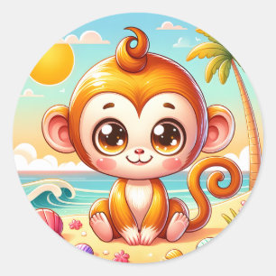 Adesivo Redondo Amantes de macacos-praias bonitos