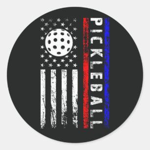 Adesivo Redondo Amantes de Pickleball Bandeira Americana 4 de Julh