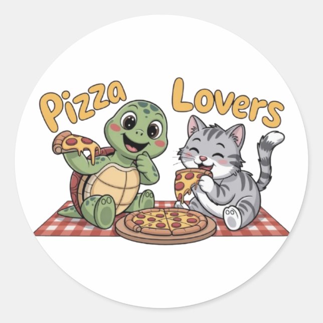 Adesivo Redondo Amantes de pizza (Frente)