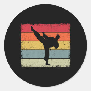Adesivo Redondo Amantes de Taekwondo Karate Artes Marciais Vintage