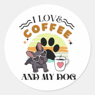 Adesivo Redondo Amantes do Café - Eu Amo Café E Meu Cachorro