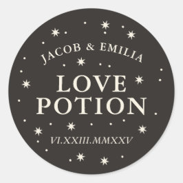Adesivo Redondo Amar estrela Celestial poção casamento