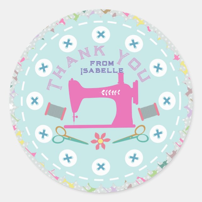 Adesivo Redondo Amar Máquina de Costura (Frente)