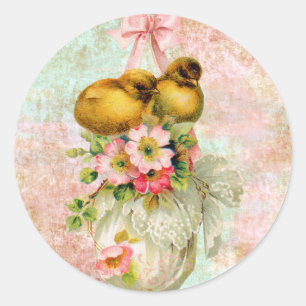 Adesivo Redondo Amar pássaros Flor Vintage Páscoa Cartões