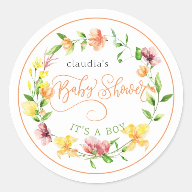 Adesivo Redondo amarelado e laranja aquarela (Frente)