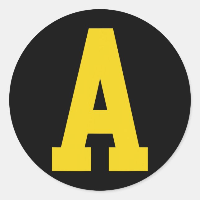 Adesivo Redondo Amarelo a' em vermelho para Alvin Costume Hallowee (Frente)