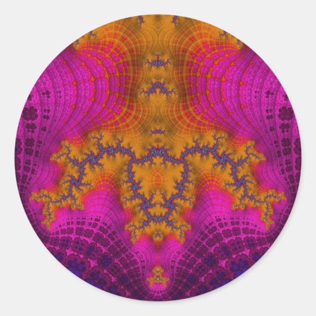 Adesivo redondo amarelo azul cor-de-rosa~ clássico (Frente)