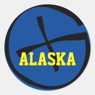 Adesivo Redondo Amarelo/azul de Geocache Alaska