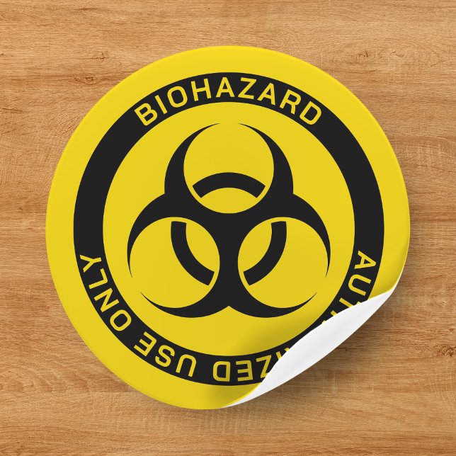 Adesivo Redondo Amarelo Bioperigo Autorizado Uso Apenas Precaução (Yellow Biohazard Authorized Use Only Caution Classic Round Sticker
)