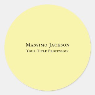 Adesivo Redondo Amarelo Claro Simples Elegante Profissional Modern