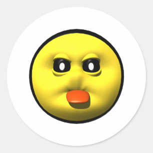 Adesivo Redondo Amarelo colando para fora o tounge