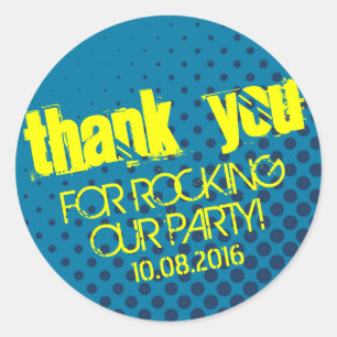 Adesivo Redondo Amarelo de intervalo mínimo legal e azul da