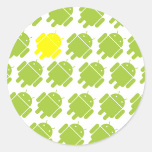 Adesivo Redondo Amarelo do Android do vôo