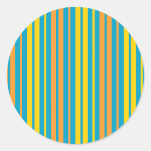 Adesivo Redondo Amarelo e Laranja Listras Verticais Azul