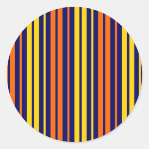 Adesivo Redondo Amarelo e Laranja Listras Verticais Azul Marinho