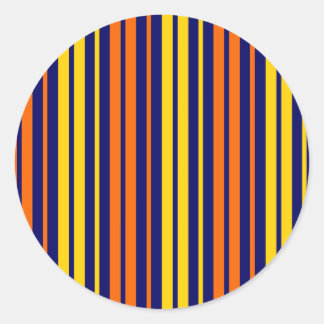 Adesivo Redondo Amarelo e Laranja Listras Verticais Azul Marinho