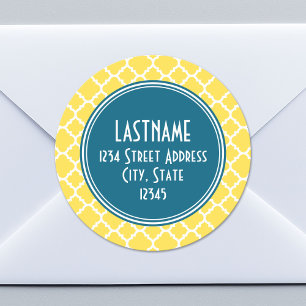 Adesivo Redondo Amarelo e monograma do costume do teste padrão de