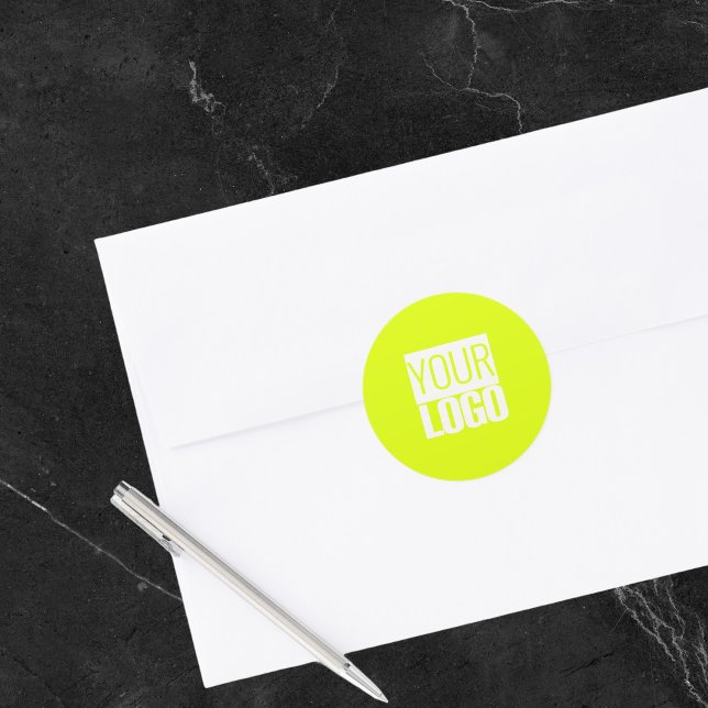 Adesivo Redondo Amarelo neonário - adicione seu logotipo (Criador carregado)