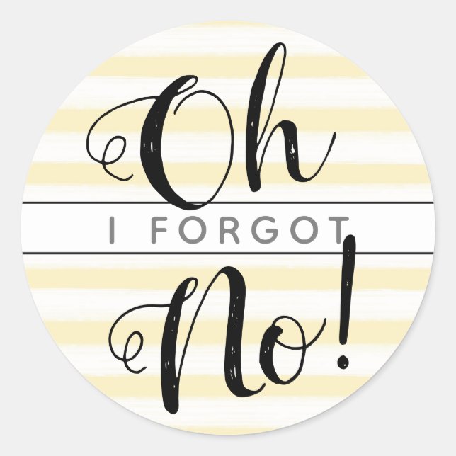 Adesivo Redondo Amarelo Oh Não! Eu Esqueci do Aniversário Atrasado (Frente)