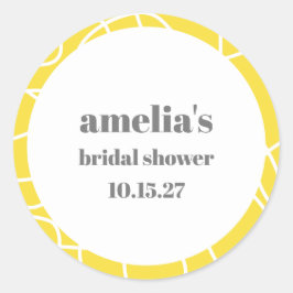 Adesivo Redondo Amarelo Ousado Arte de Linha Abstrata Personalizad