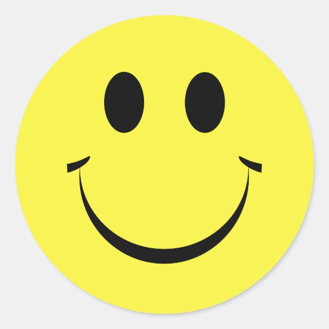 Adesivo Redondo Amarelo Personalizado Feliz Rosto Cugado (Frente)