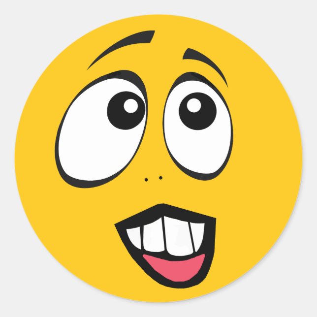 Adesivo Redondo Amarelo preocupado Emoji (Frente)