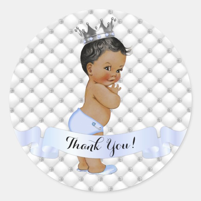 Adesivo Redondo Amarelo Príncipe Africano Ouros Joias Coroa Azul (Frente)