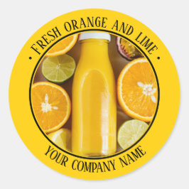 Adesivo Redondo Amarelo Promoção de produto de laranja e limão Fre