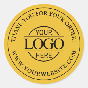 Adesivo Redondo Amarelo Simples Logotipo Empresarial Personalizado